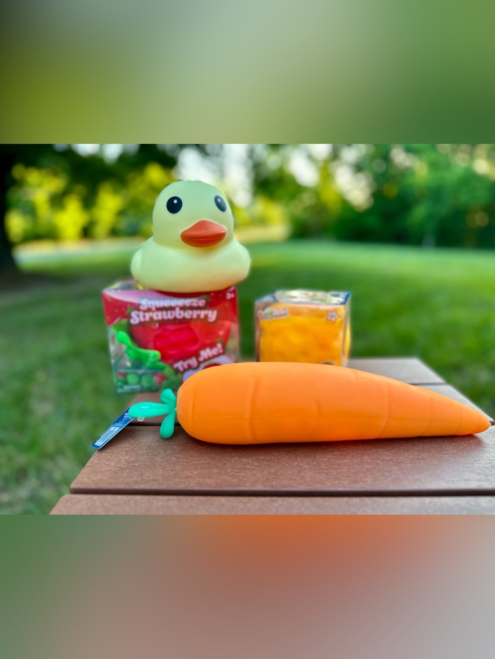 SET of 4 New Toymendous Viral Squishies Cheese Duck Strawberry Carrot